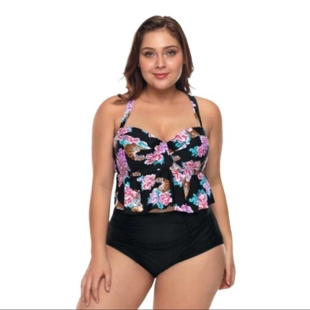 High Waisted Plus Size Bikini 2 piece Set